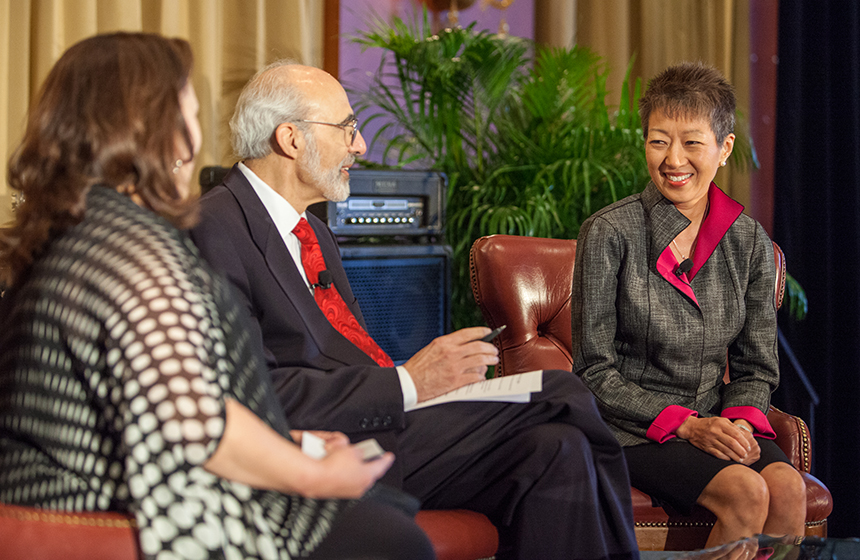 Following her keynote address, National Endowment for the Arts (NEA) Chairman Jane Chu, right, discussed how the NEA and states can work together.
