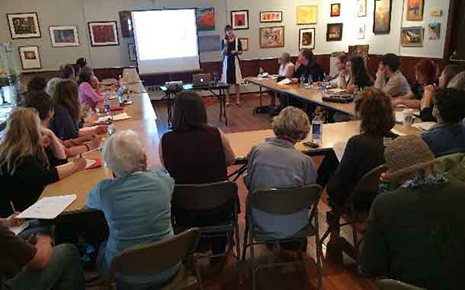  Debora Obalil leads the Marketing for the Individual Artist workshop for Rhode Island's 2015 Assets for Artists Program. Photo courtesy of RISCA Director of Individual Artists Programs Cristina DiChiera