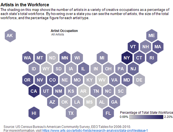 Thumbnail of the interactive map of Artists in the Work Force