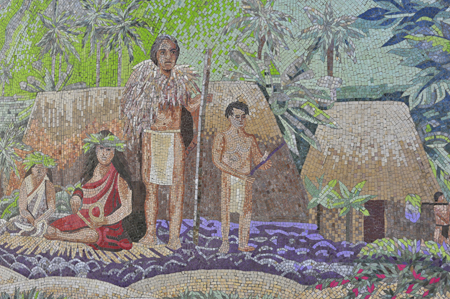 Stone mosaic at Pomaika'i Elementary School, Kahului, Maui. Photo Philip B. Sabado