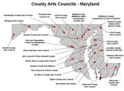 Thumbnail of names and locations of the state arts agency's regranting partners, the county arts councils