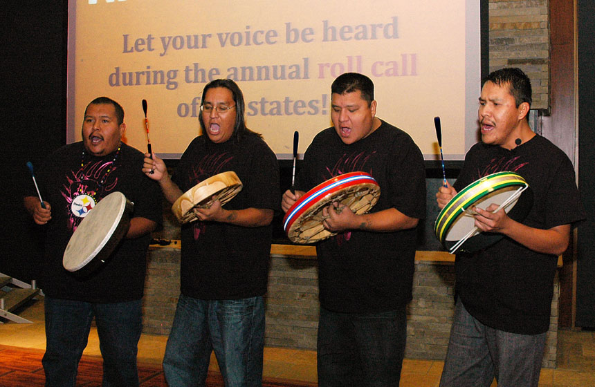 North Bear inspired participants with their singing and drumming at the opening session.
