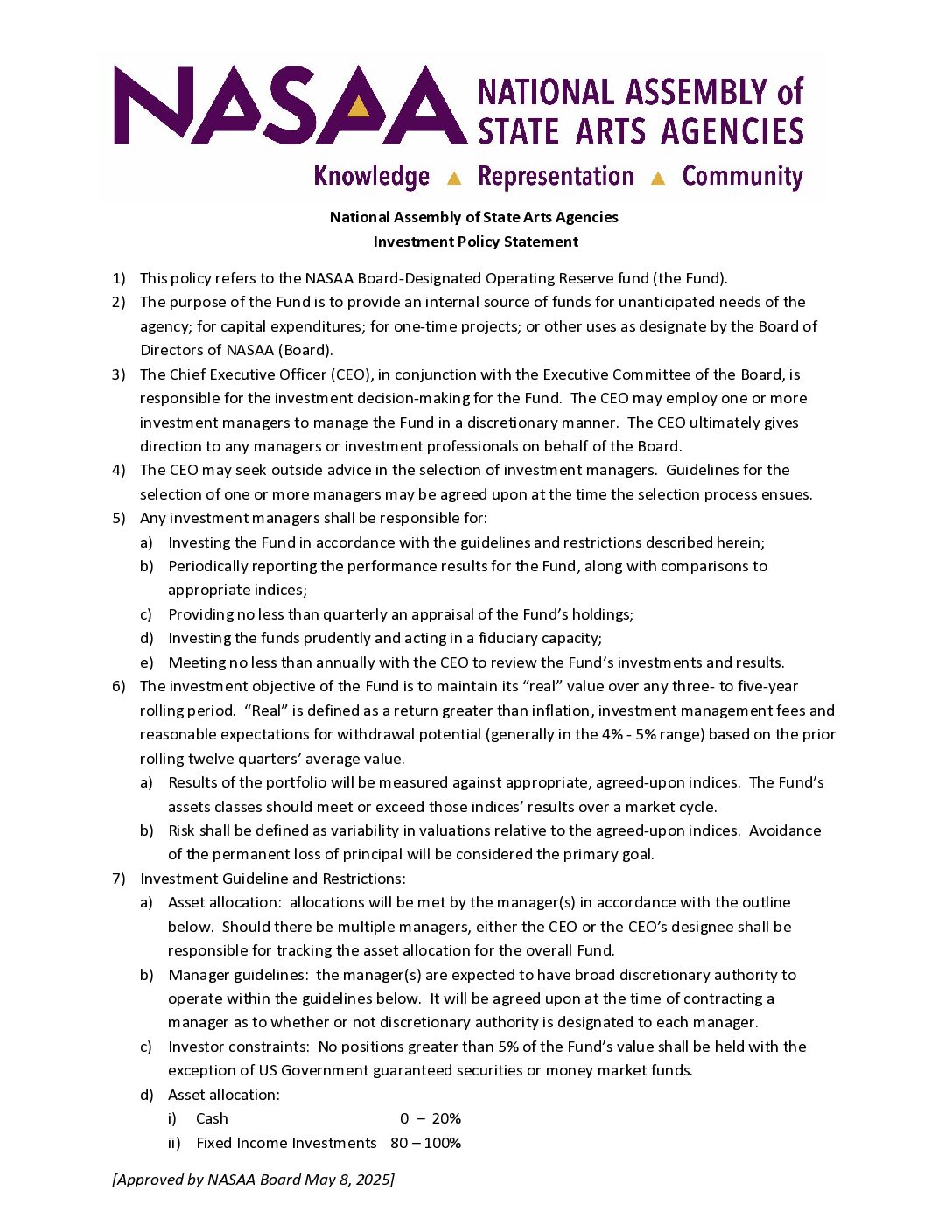 Investment Policy Statement_Revised 5-8-25