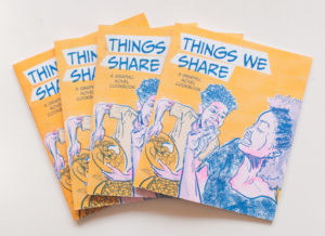 Four copies of Things We Share, a graphic novel cookbook