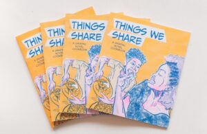 Four copies of Things We Share, a graphic novel cookbook, by Jazzmen Lee-Johnson.