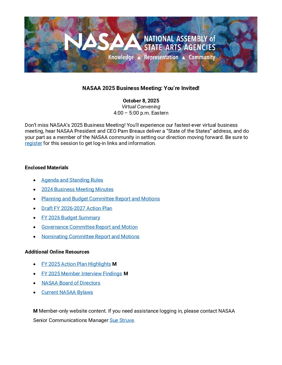 MATERIALS - NASAA Business Mtg, October 8, 2025