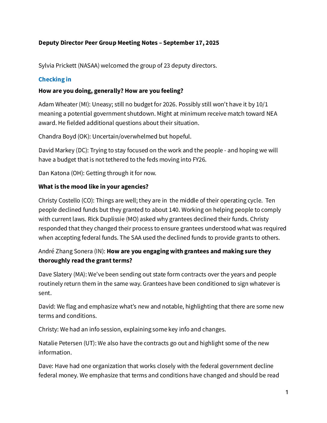 Deputy Directors Peer Group - Meeting Notes - 9-17-25_rev