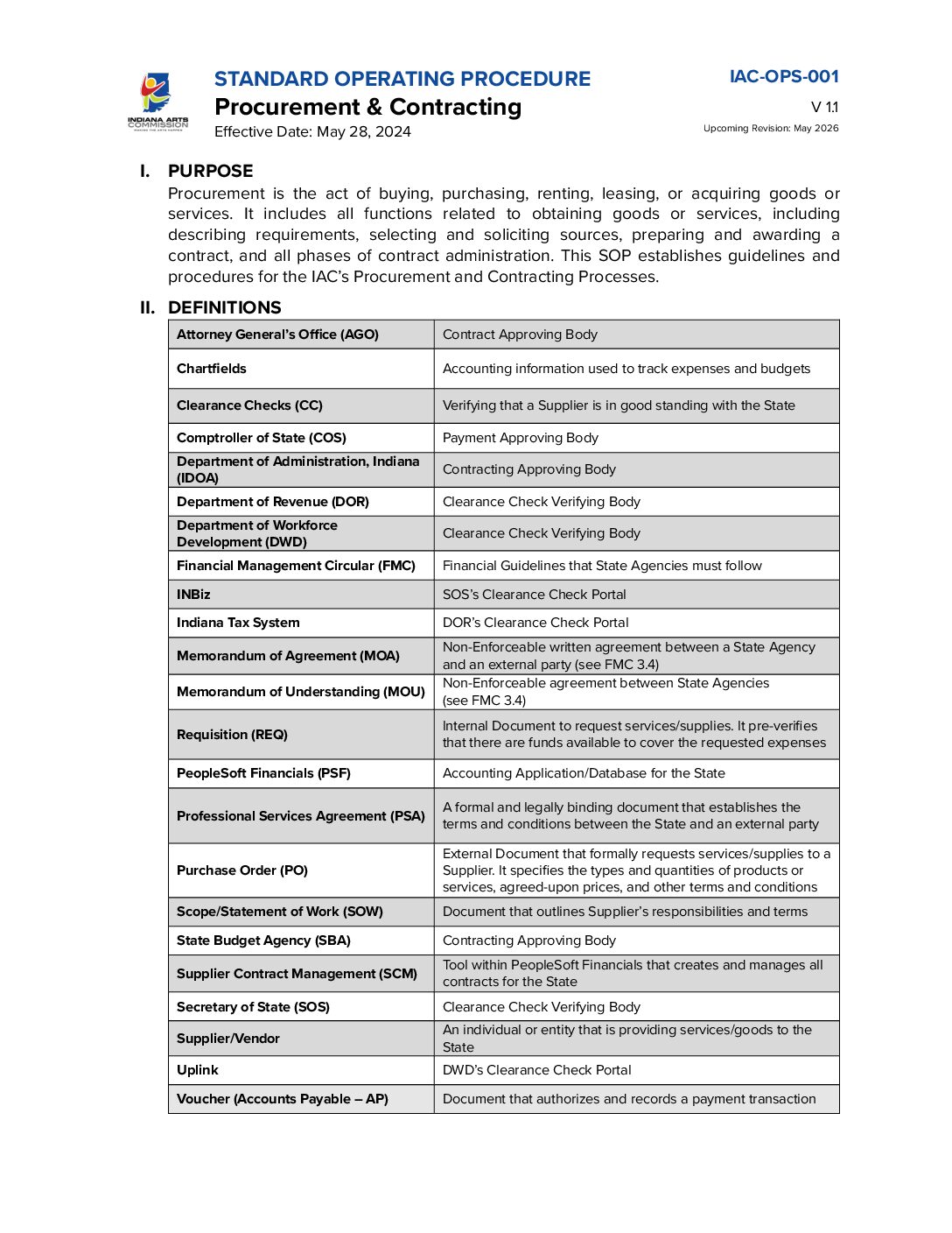 IAC-OPS-001 (Procurement & Contracting) May 2025