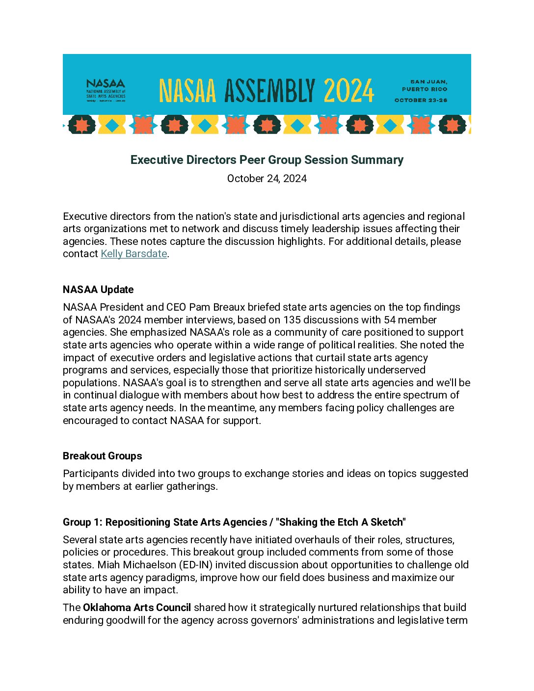 Executive Directors Peer Session Summary