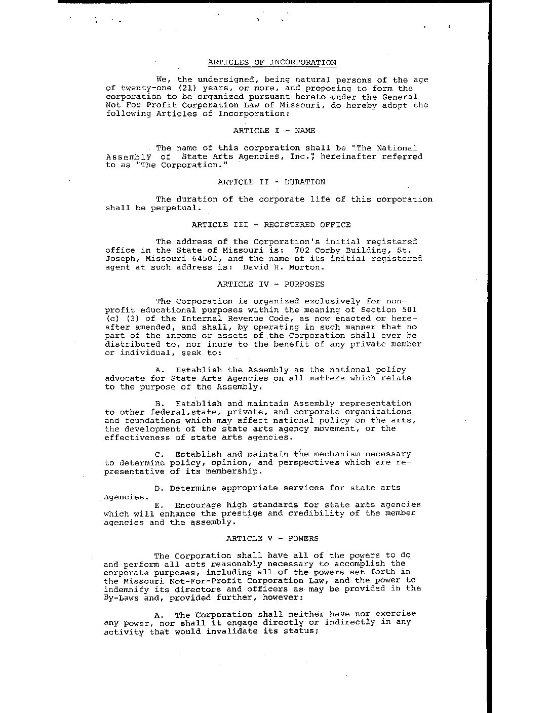 NASAA Articles of Incorporation 9.16.1974