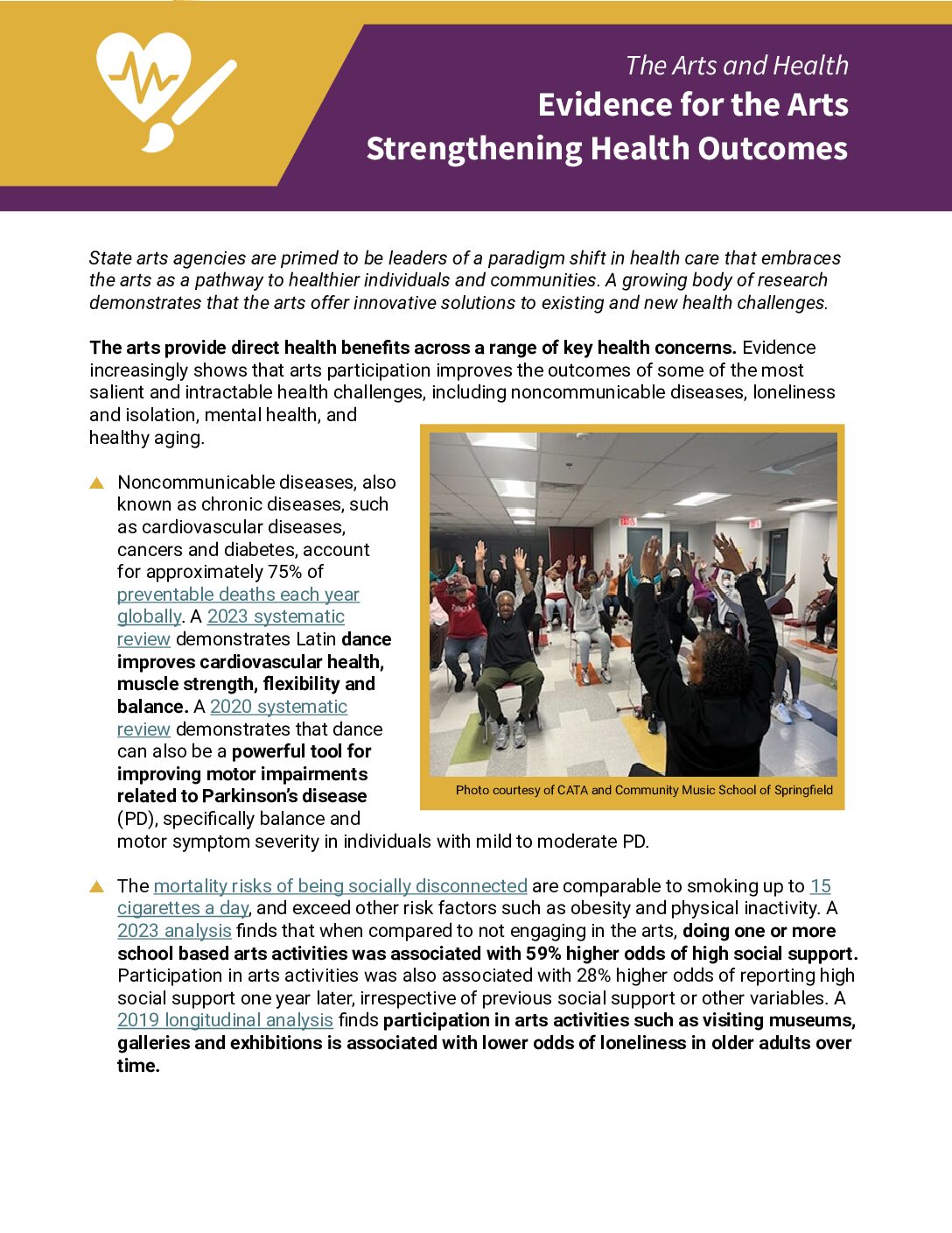 The Arts and Health-Evidence for the Arts Strengthening Health Outcomes