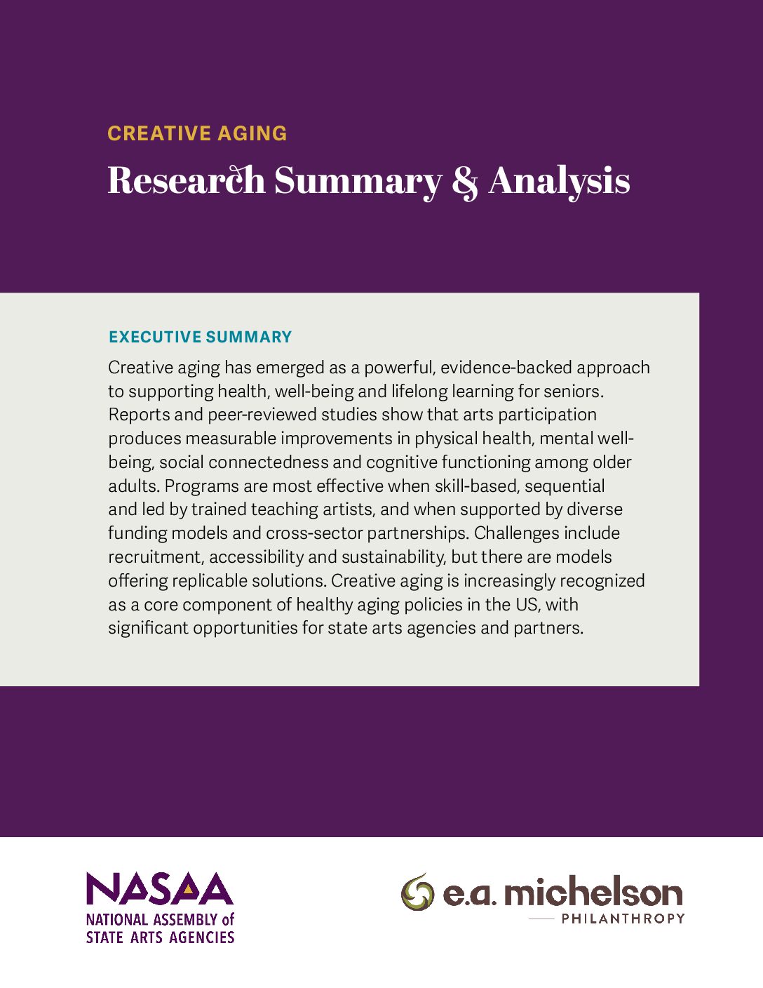 Vital & Vibrant-A Creative Aging Research Summary and Analysis